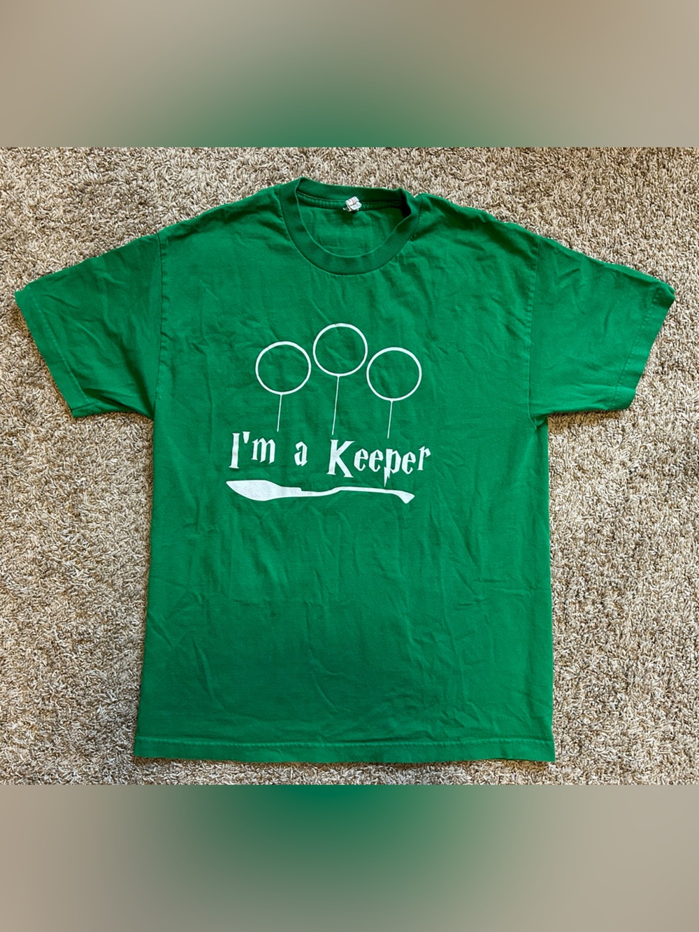 Harry Potter Inspired Quidditch “I'm a Keeper” Green Short Sleeve T-Shirt